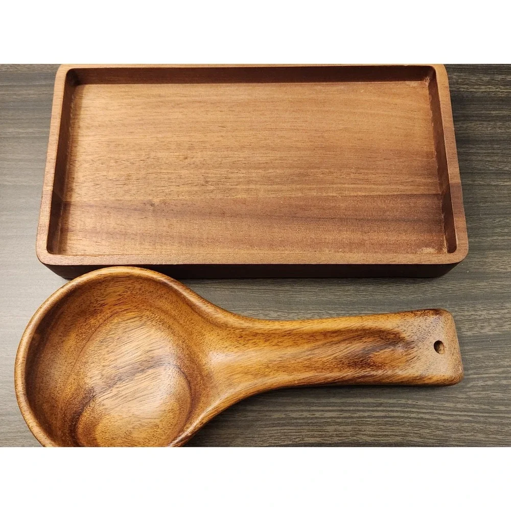 Set Wooden Salt Shaker and Pepper Mill Grinders, Tray & Spoon Rest New!